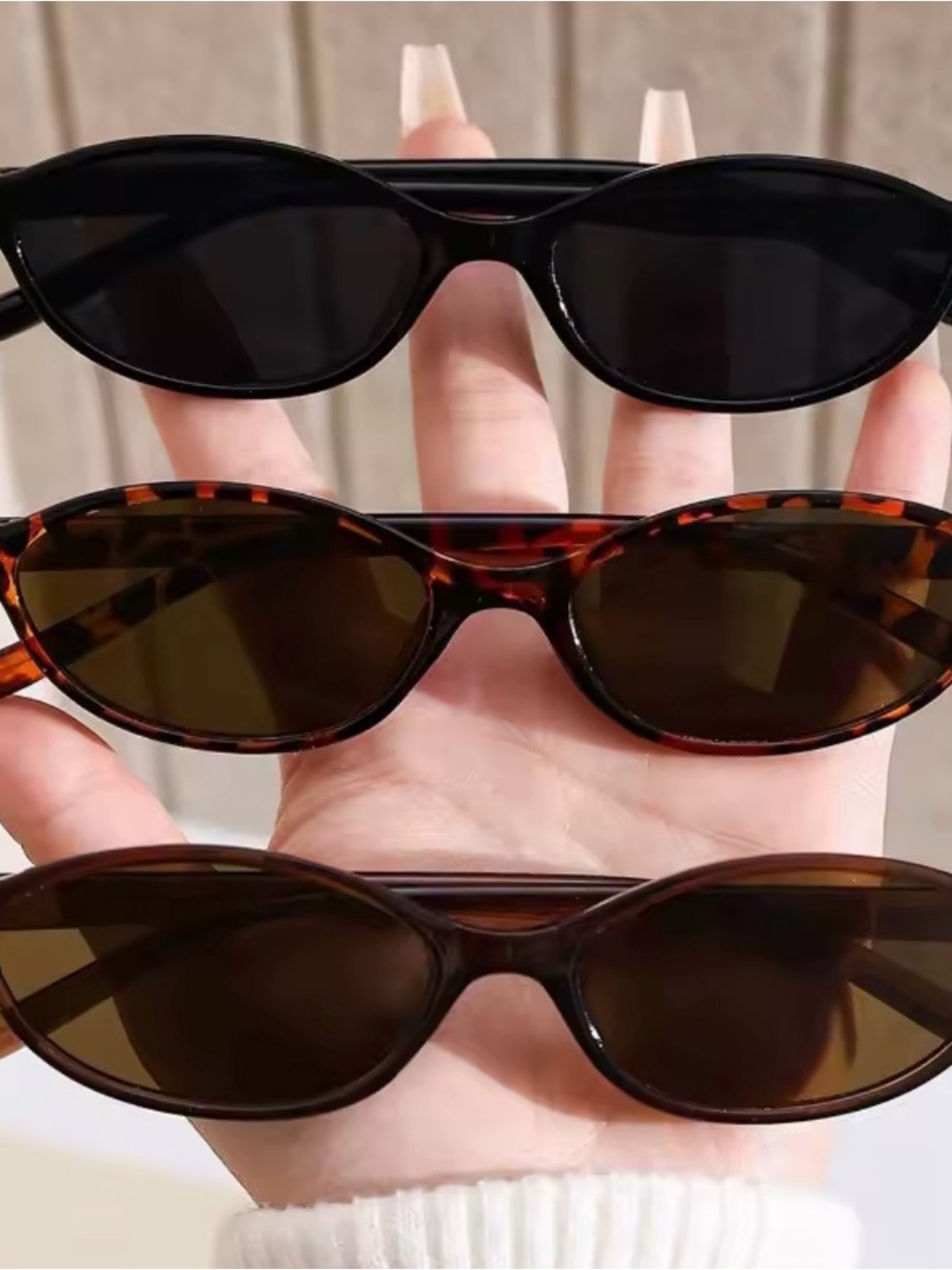 Set of 3 - Classic Cat-Eye Women's Sunglasses - Black, Tortoiseshell, Brown